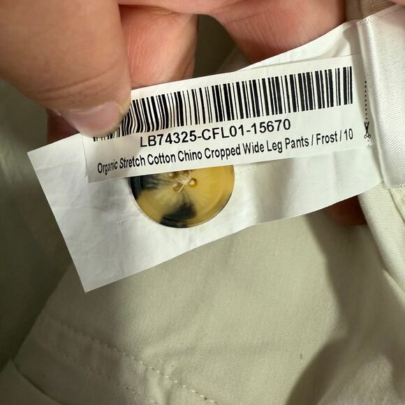 Quince Organic Stretch Cotton Chino Cropped Wide Leg Pants, Frost, 10 - Picture 6 of 6